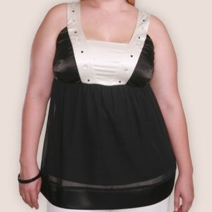 NEW  Torrid Babydoll Satin Jeweled  trim top Dress Formal Shirt 1X PLUS SIZE